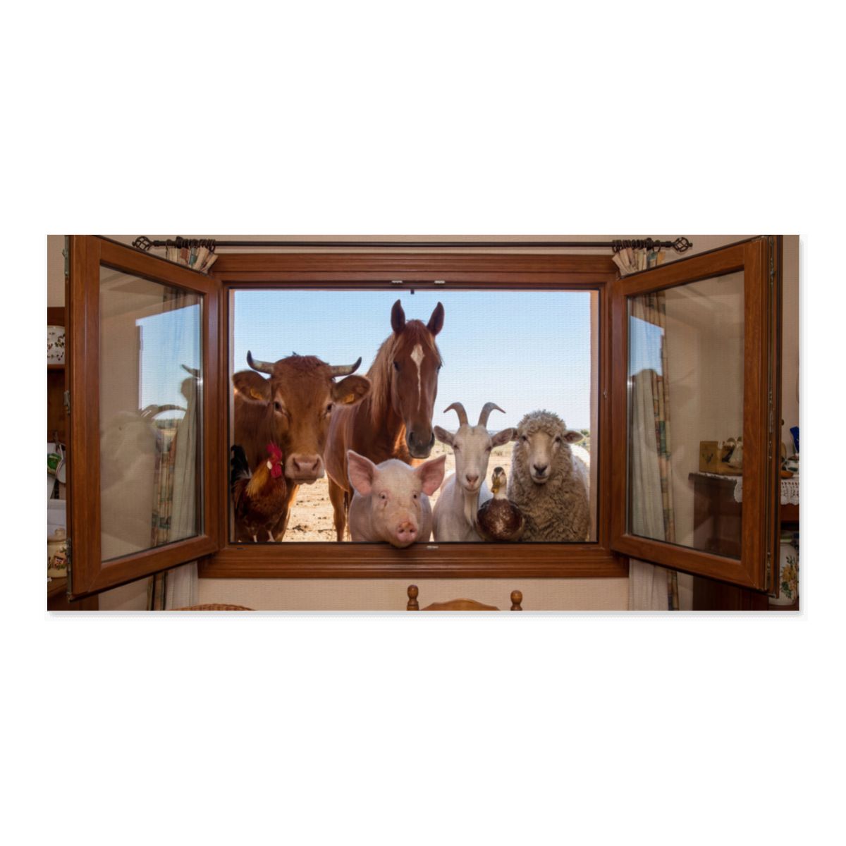 Big 60″X30″ Canvas Fabric Wall Art of Farm Animals – No Frame (Made in USA)