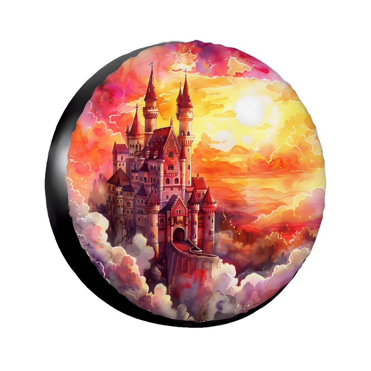 Castle sunset Thickened Spare Tire Cover no camera hole