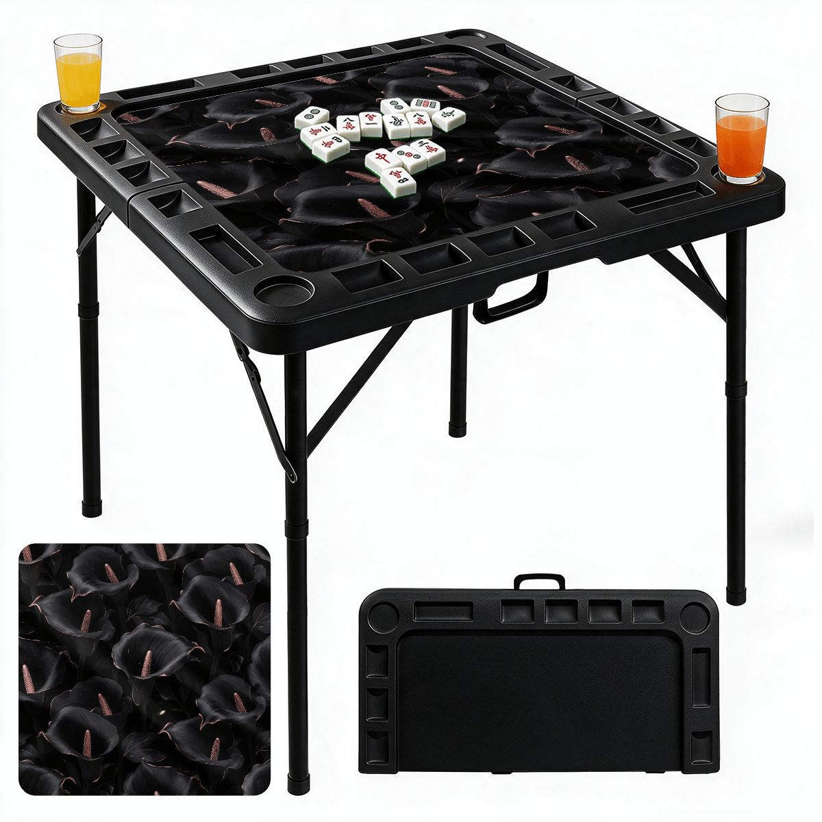 Black Foldable Mahjong Table 30kalienoirv2aop