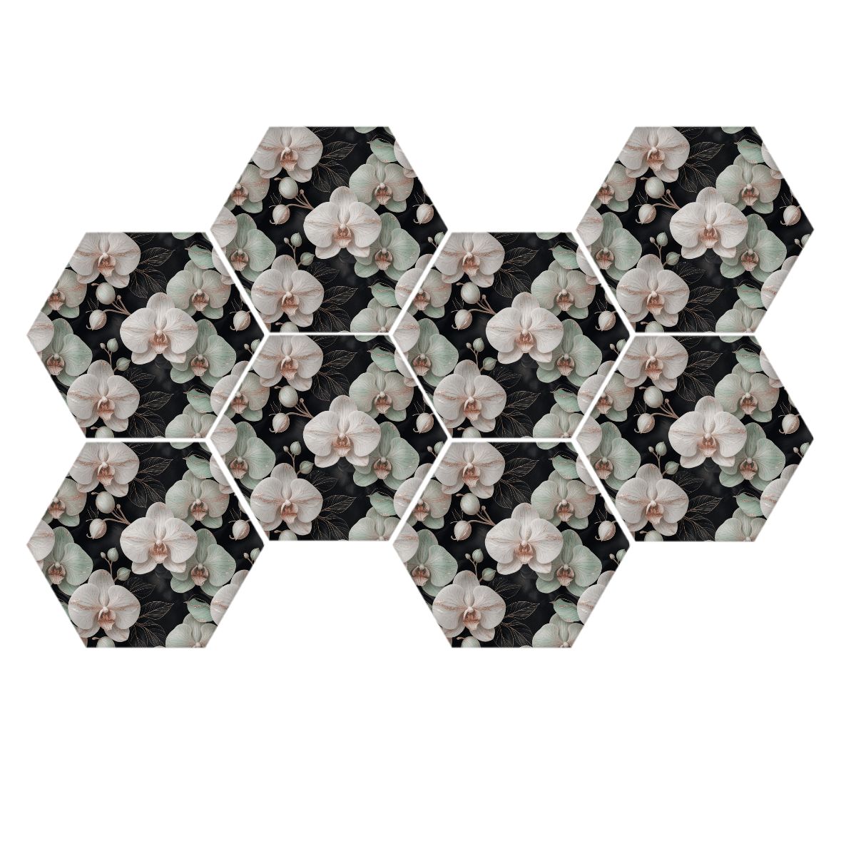 Orchidee Geste — Hexagon acoustic panels, 8 pcs