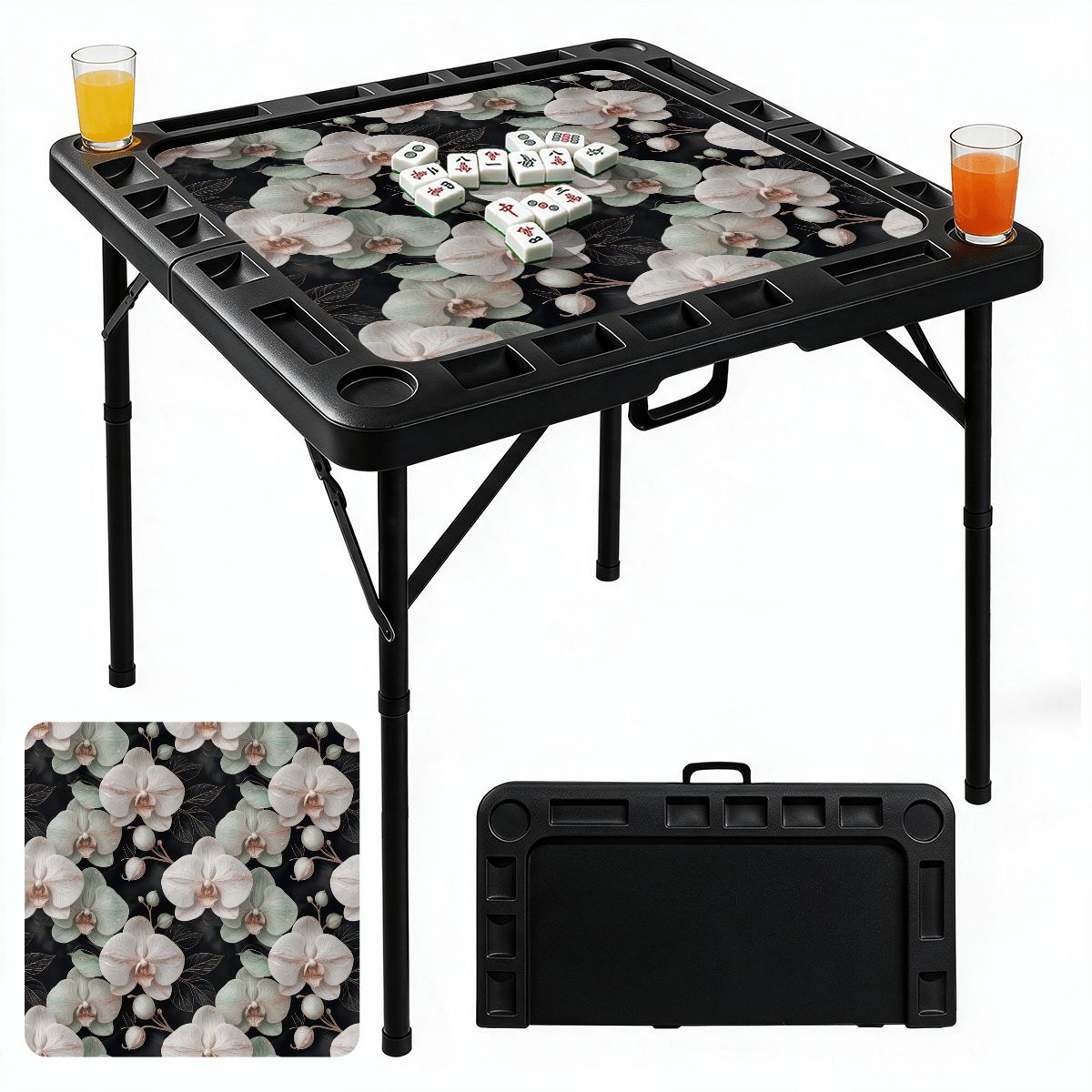 Black Foldable Mahjong Table 28orchideegesteaop