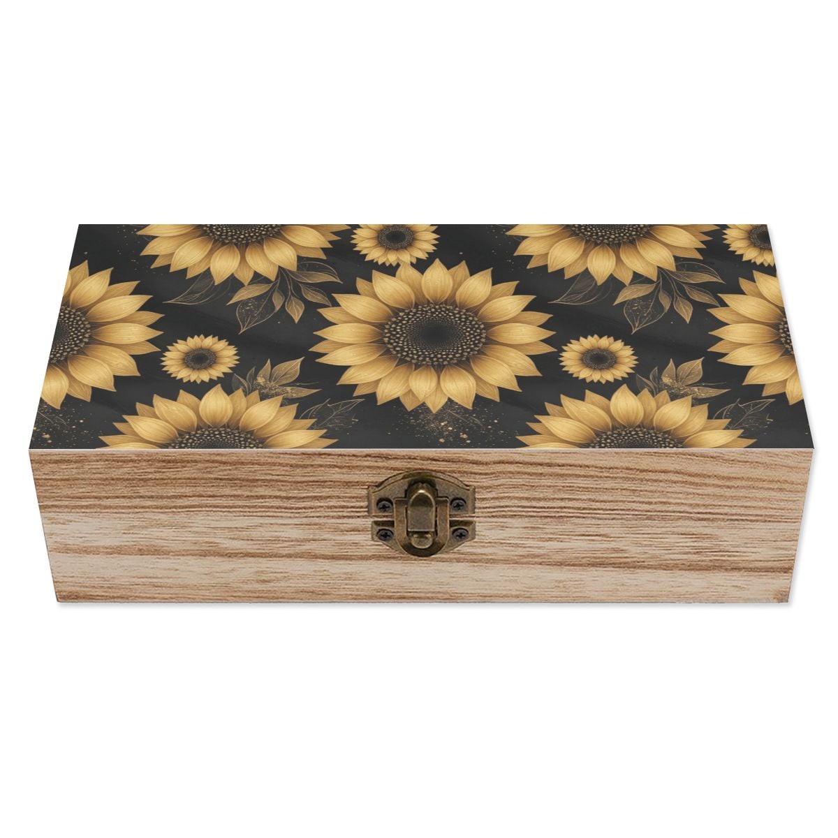 Wooden Storage Box 22slonecznikigoldaop