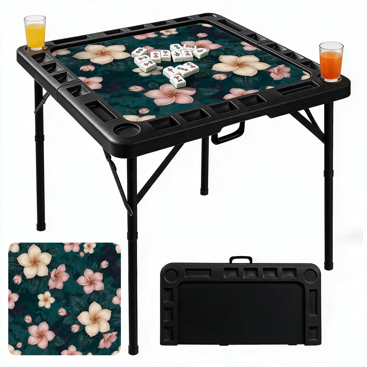 Black Foldable Mahjong Table 10plumeriatropikaop