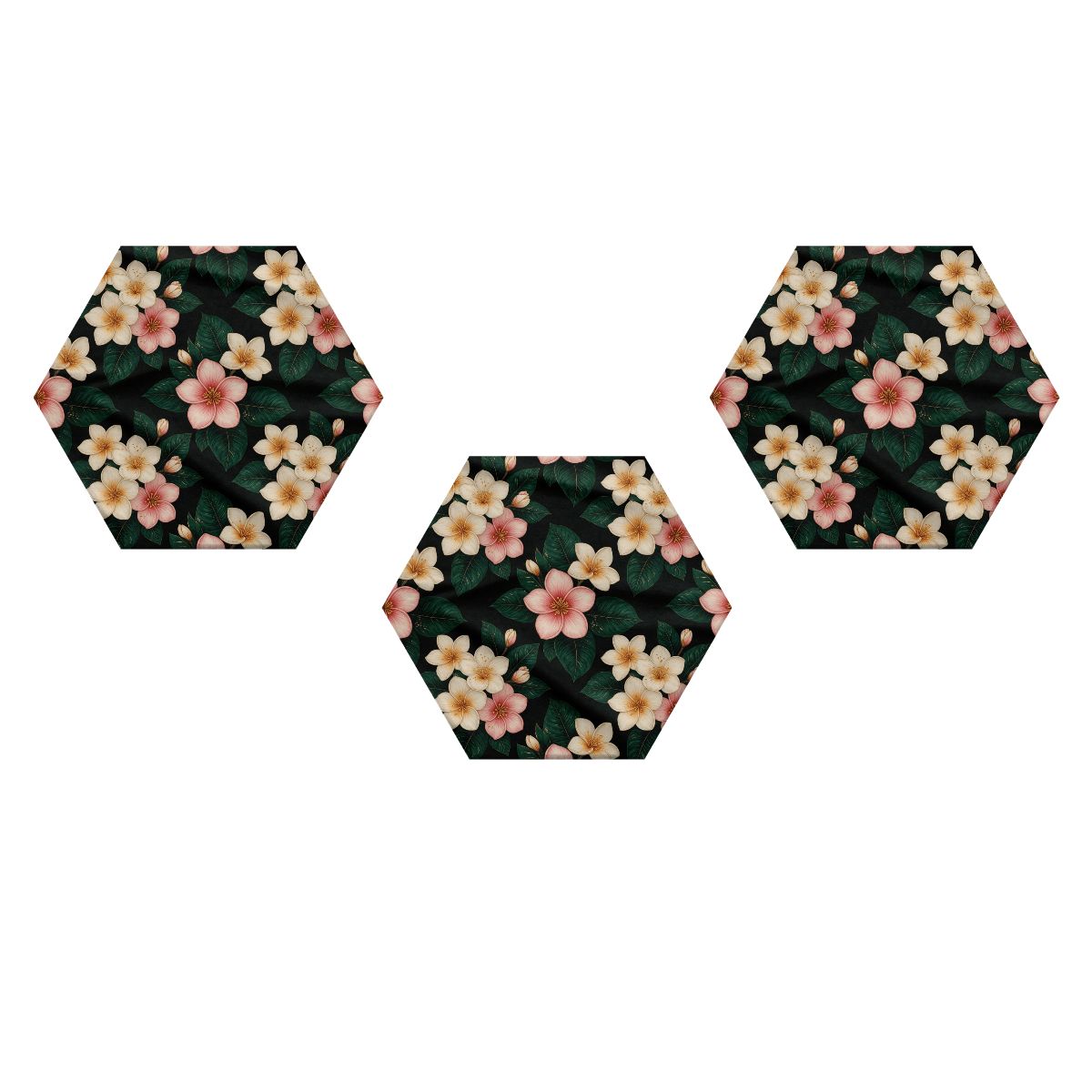 Hexagon Sound Absorbing Panels 3 Pieces 35plumeriav2aop