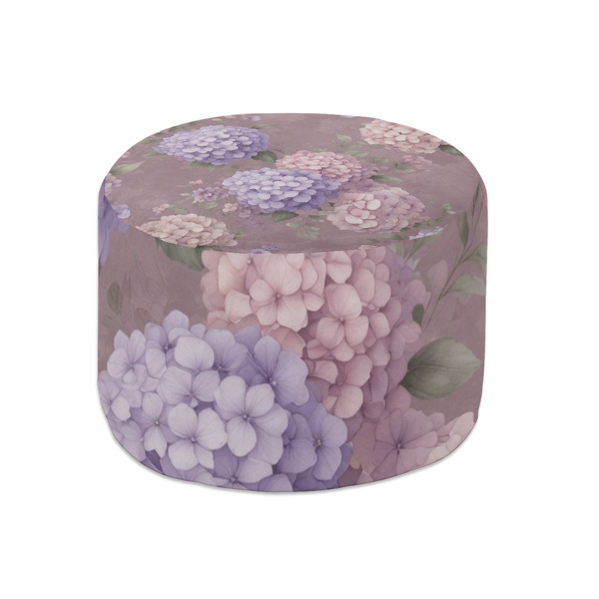 Round Pouf Ottoman 08hortensjelawendaaop