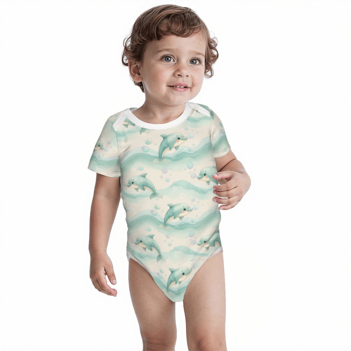 Ocean Delfinka Dense — Cotton baby bodysuit