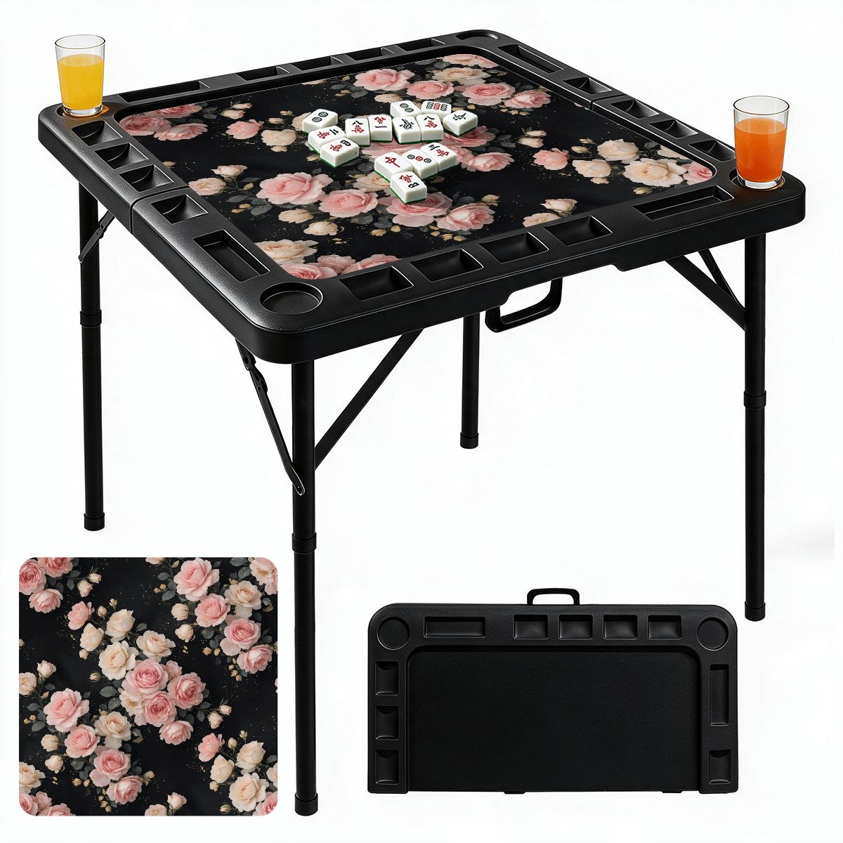 Black Foldable Mahjong Table 27rozekaskadaaop