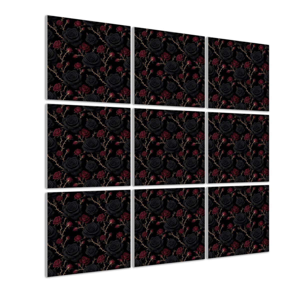 Sound Absorbing Wall Art 9 pcs 34noirrosev2aop