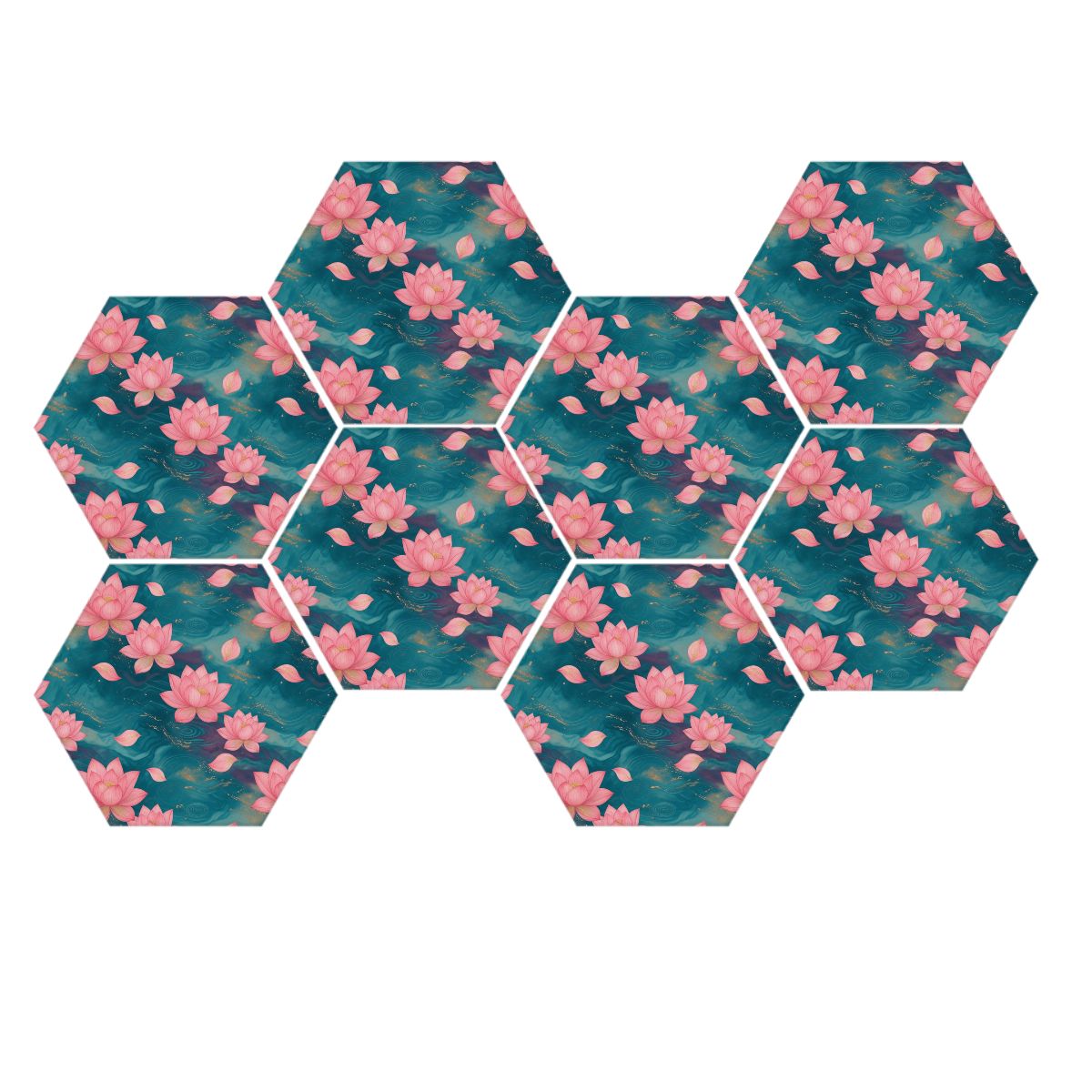 Lotosy Teal — Hexagon acoustic panels
