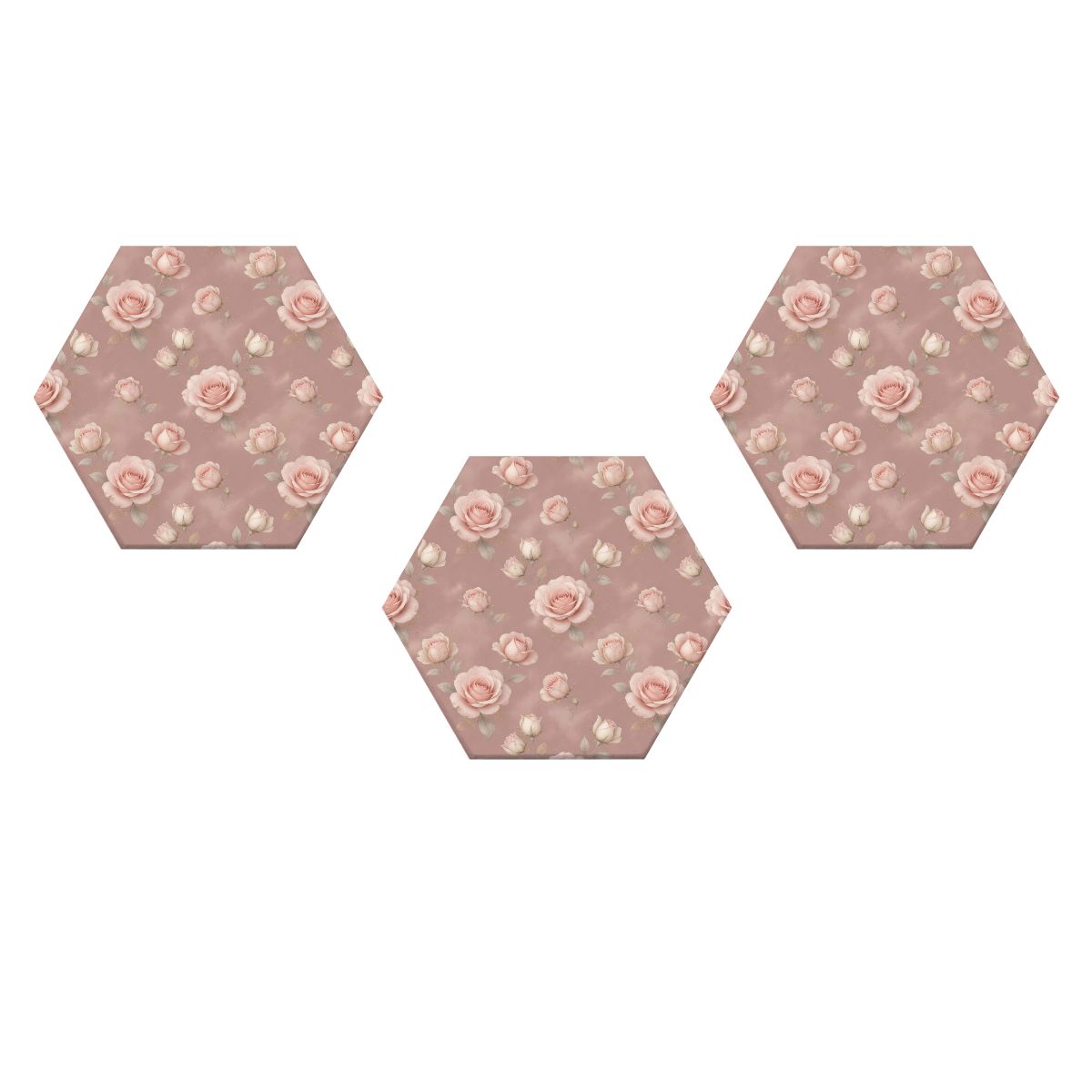 Roze Blush — Hexagon acoustic panels, 3 pcs