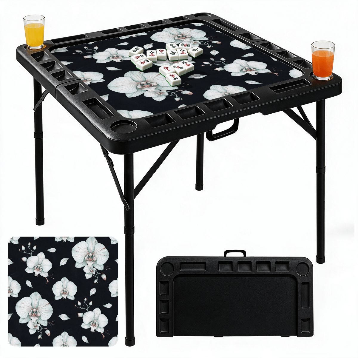 Black Foldable Mahjong Table 03orchideenocaop