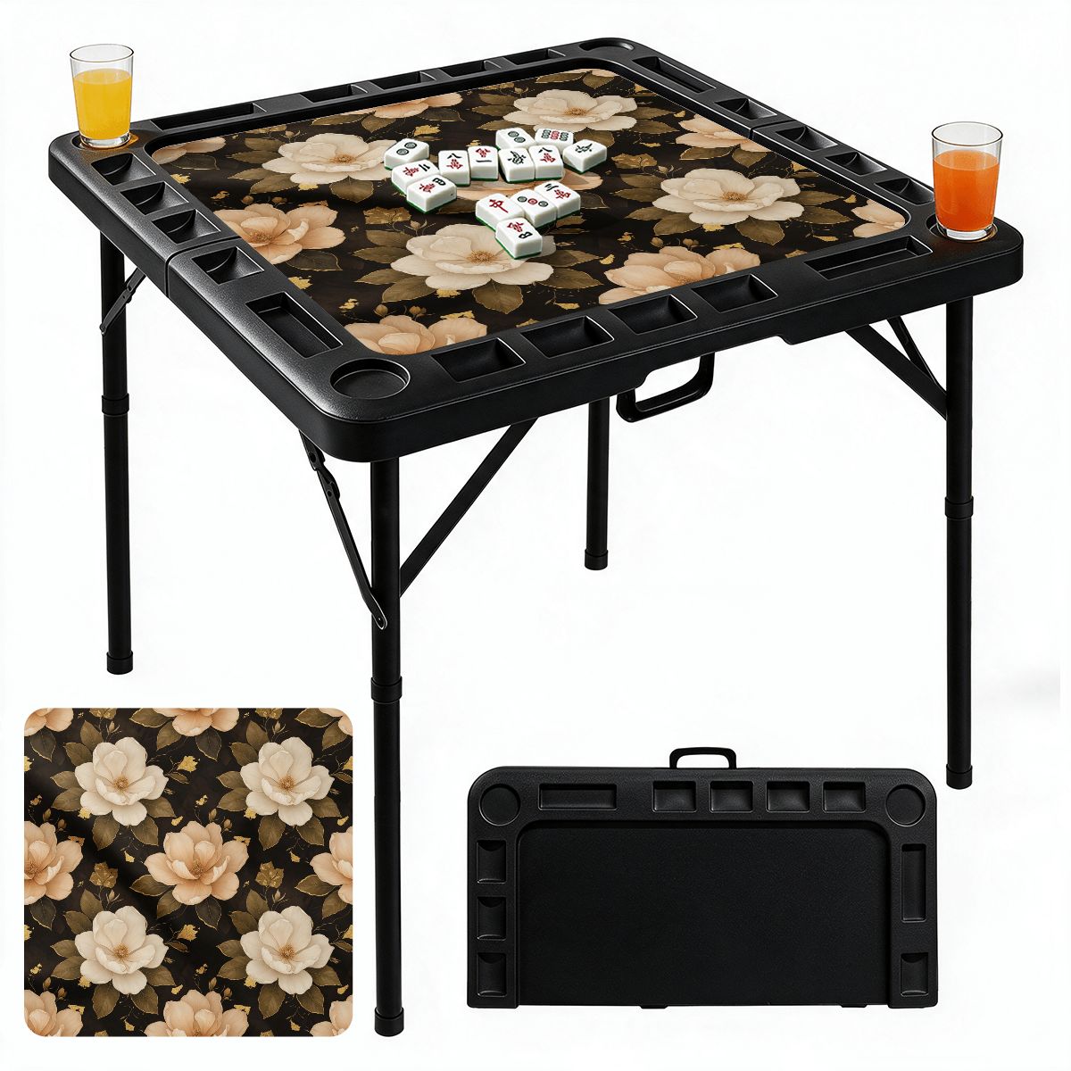 Black Foldable Mahjong Table 29magnolieluxeaop