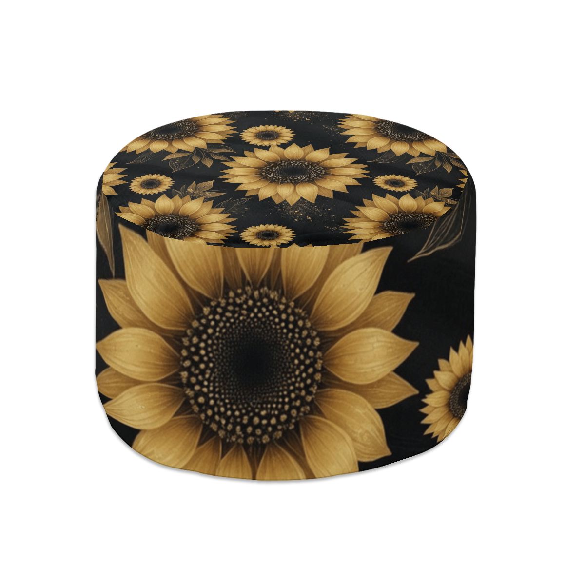 Round Pouf Ottoman 22slonecznikigoldaop