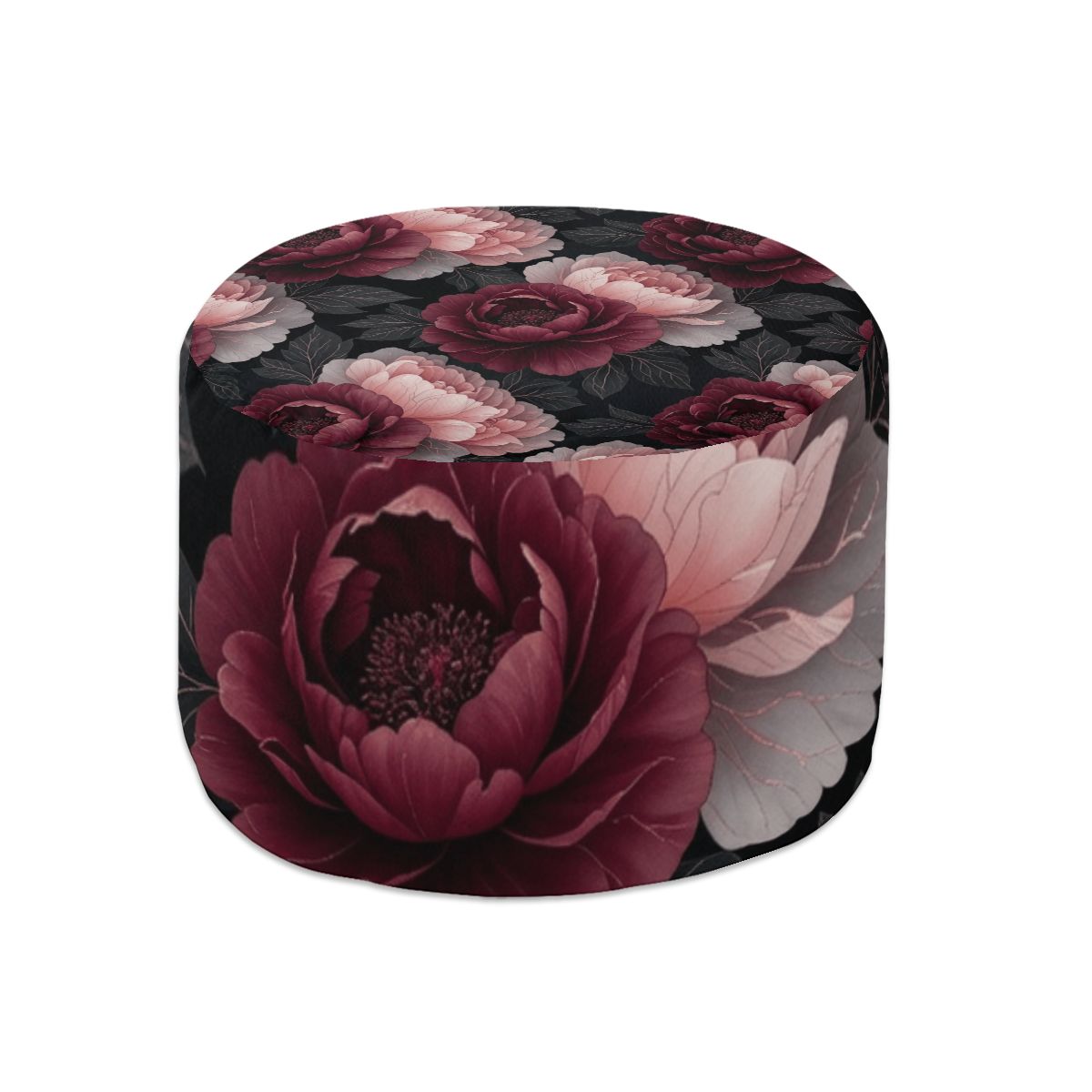 Round Pouf Ottoman 26peoniegardenv2aop