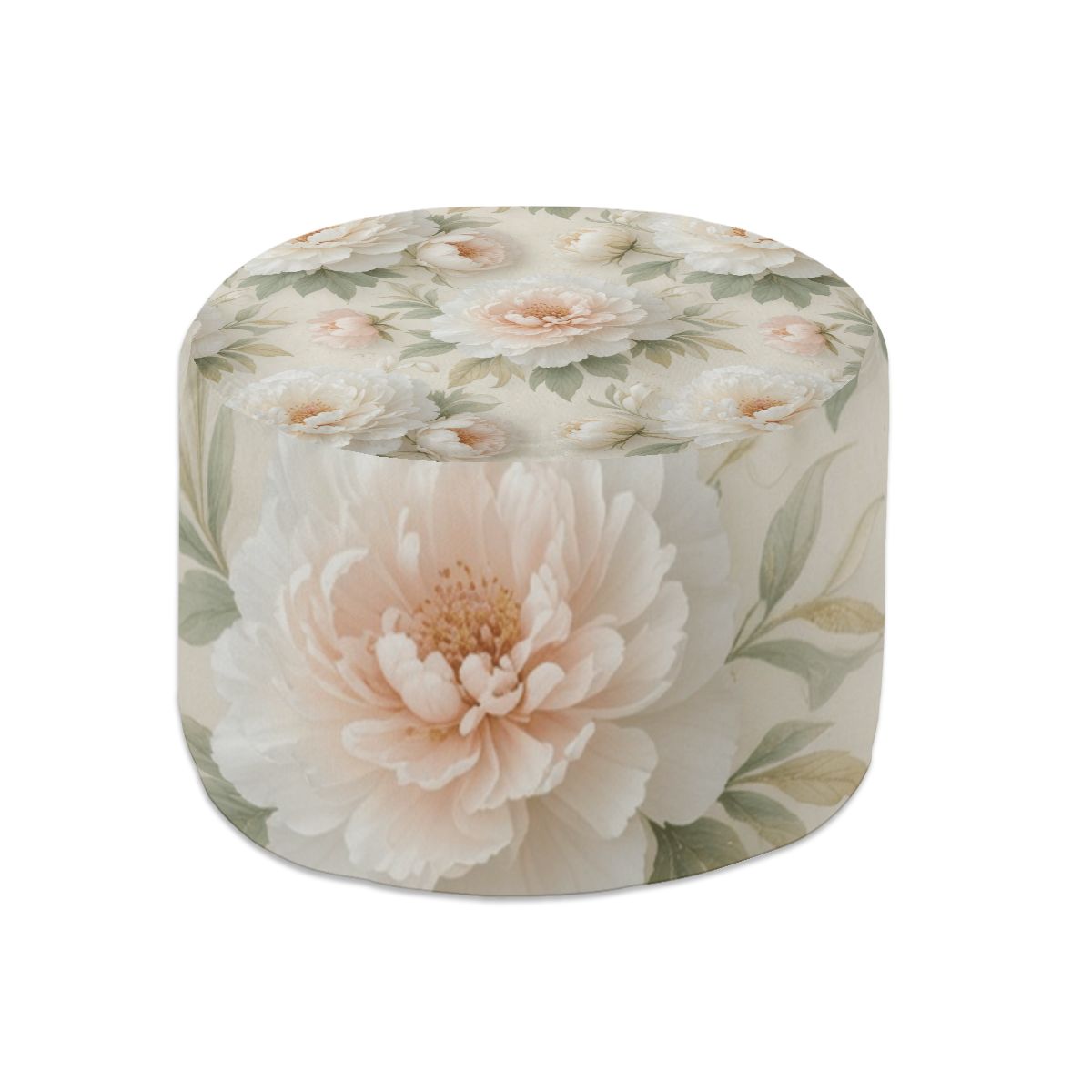 Round Pouf Ottoman 11peoniebialaaop