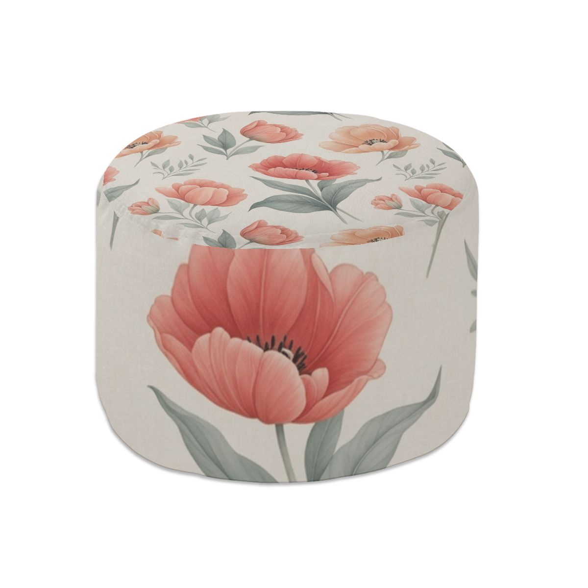 Round Pouf Ottoman 14tulipanypeachaop