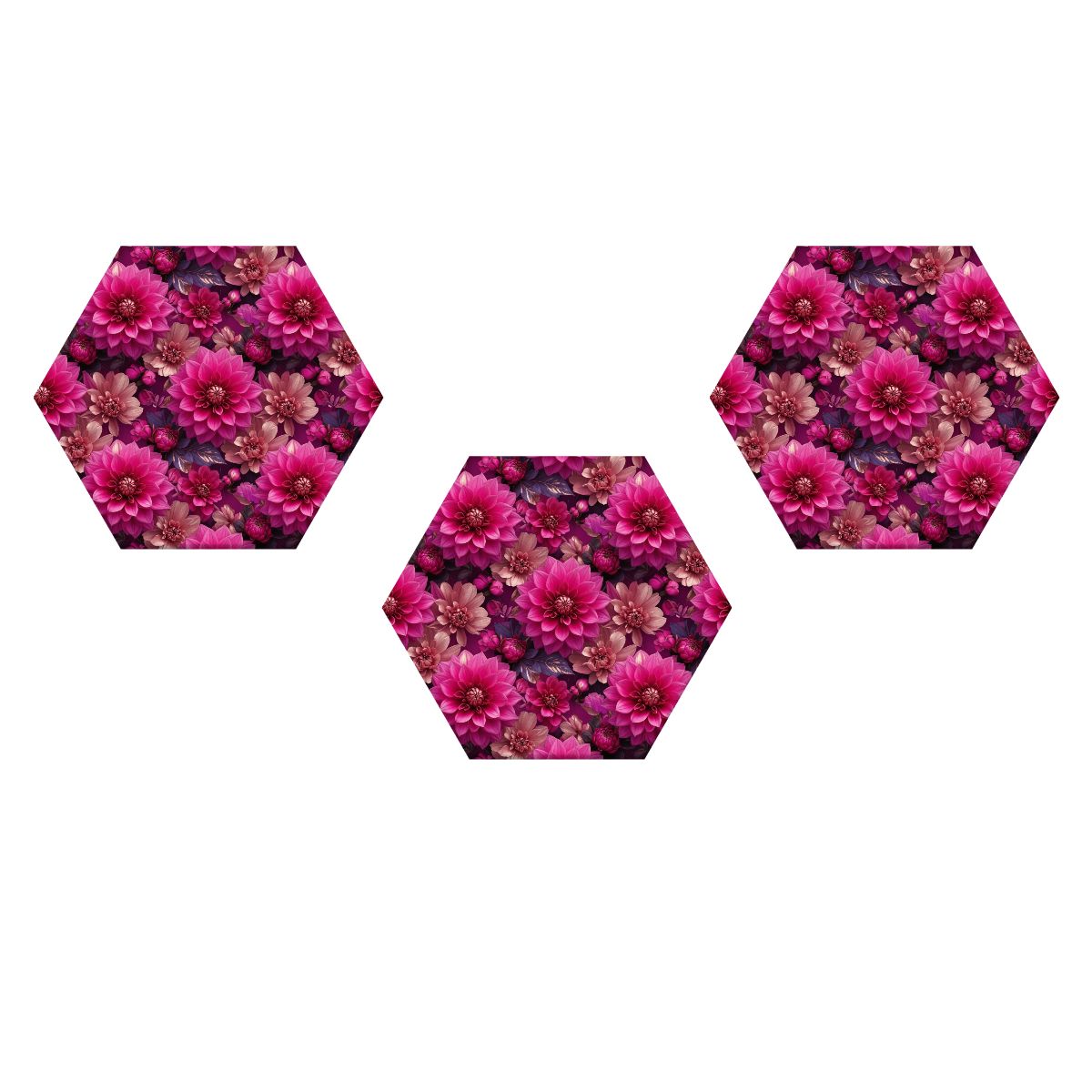 Dalie Fuksja — Hexagon acoustic panels, 3 pcs