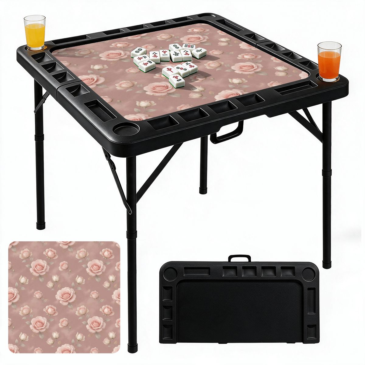 Black Foldable Mahjong Table 02rozeblushaop