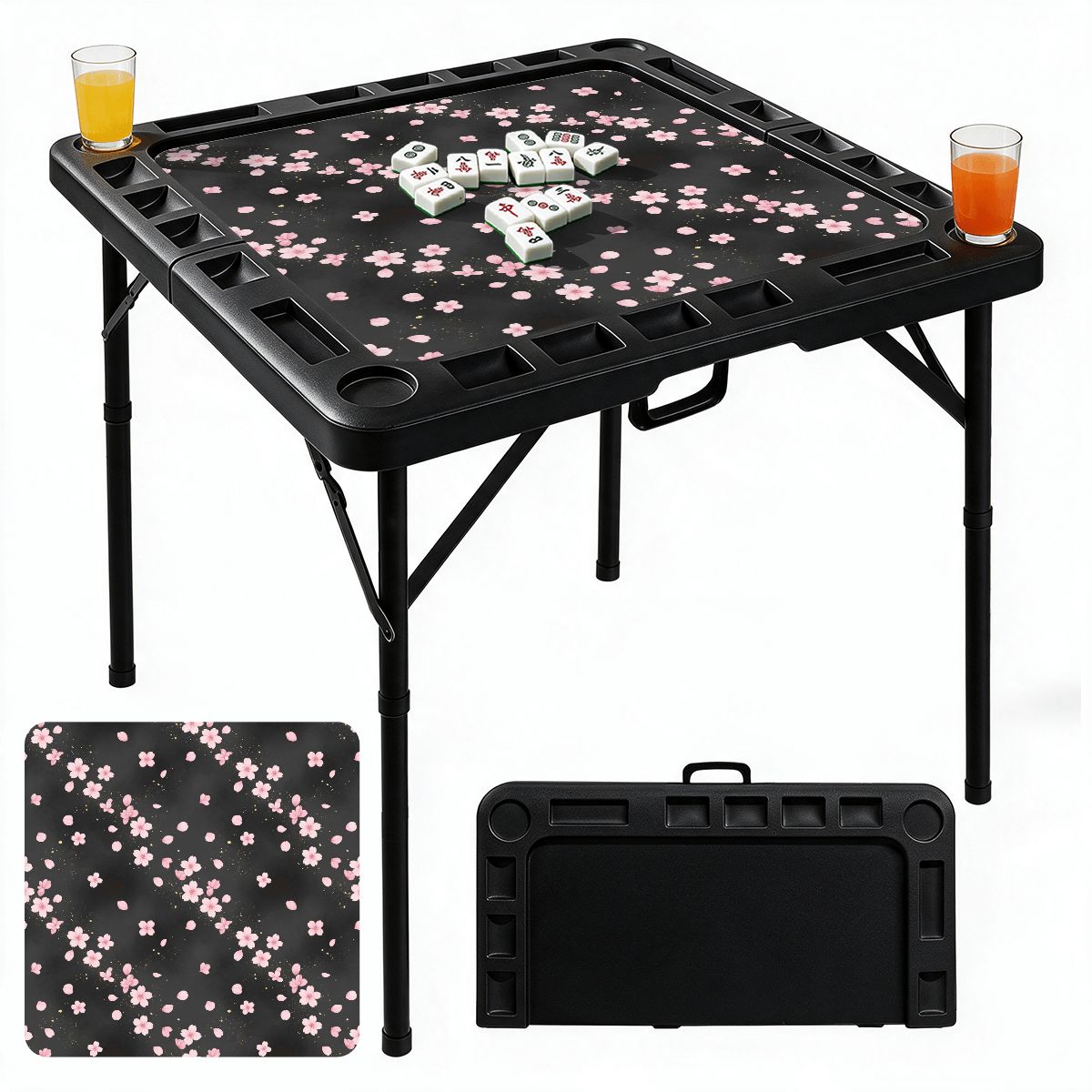 Black Foldable Mahjong Table 06sakuradustaop