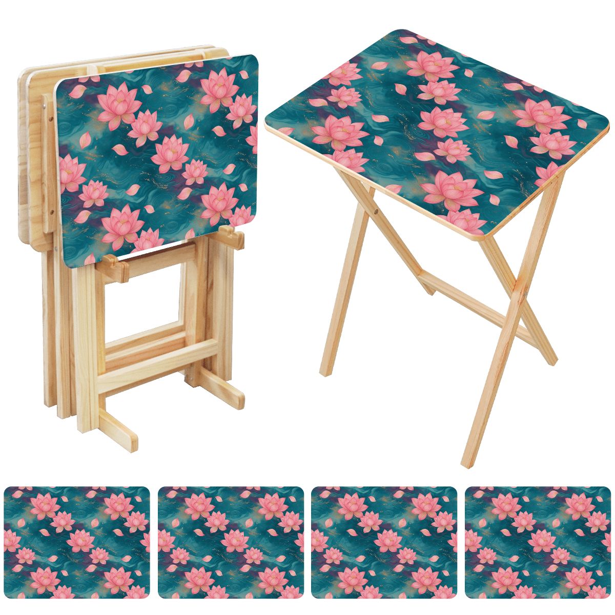 Lotosy Teal — TV tray