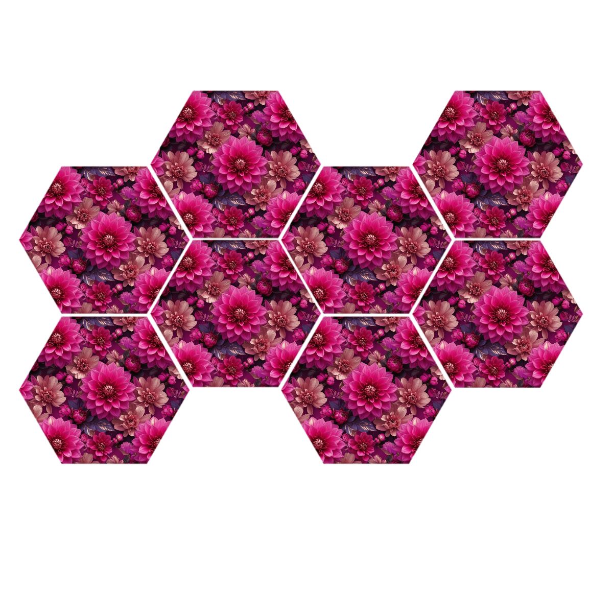 Dalie Fuksja — Hexagon acoustic panels, 8 pcs