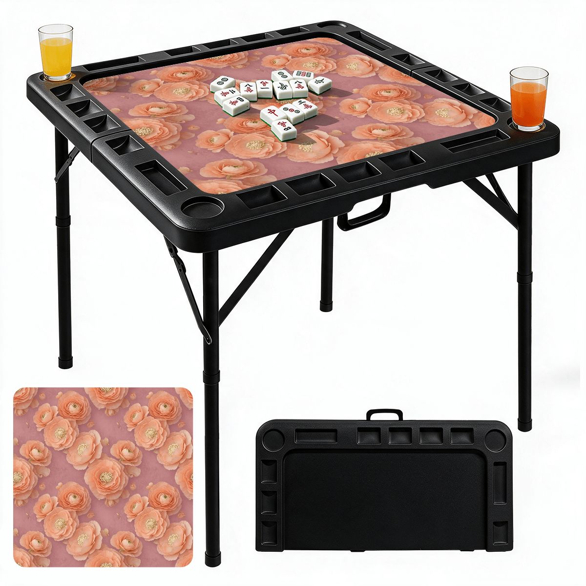 Black Foldable Mahjong Table 19jaskrybrzoskwiniaaop