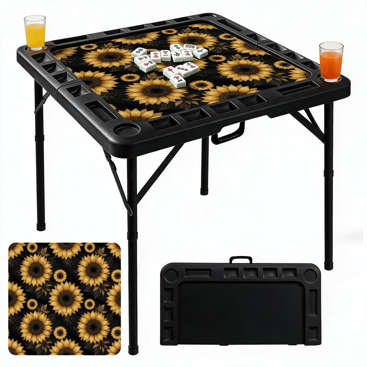 Black Foldable Mahjong Table 22slonecznikigoldaop