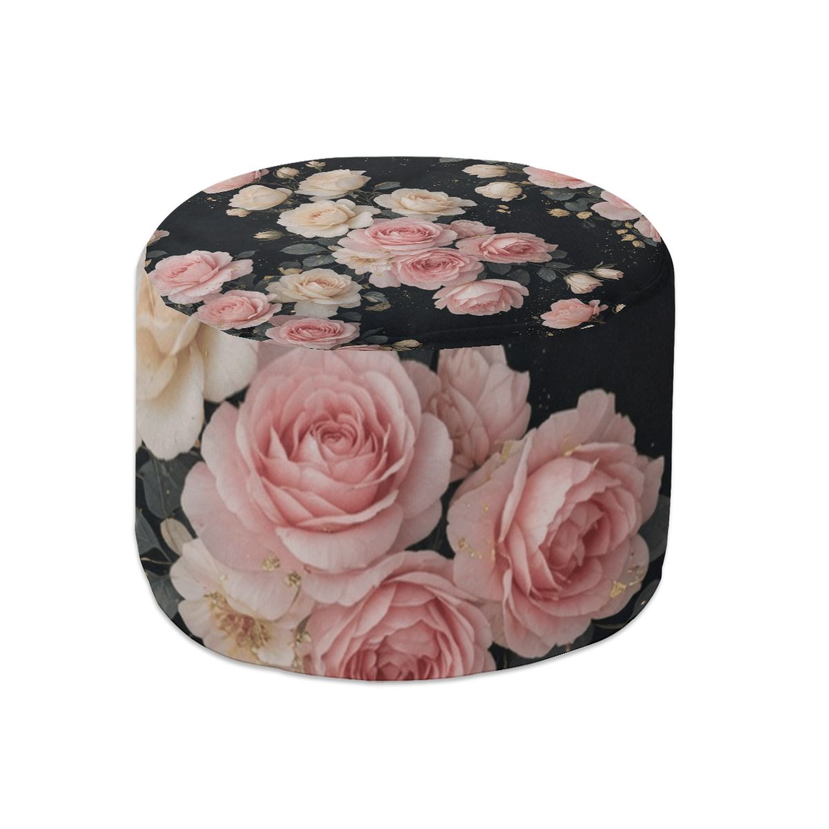 Round Pouf Ottoman 27rozekaskadaaop