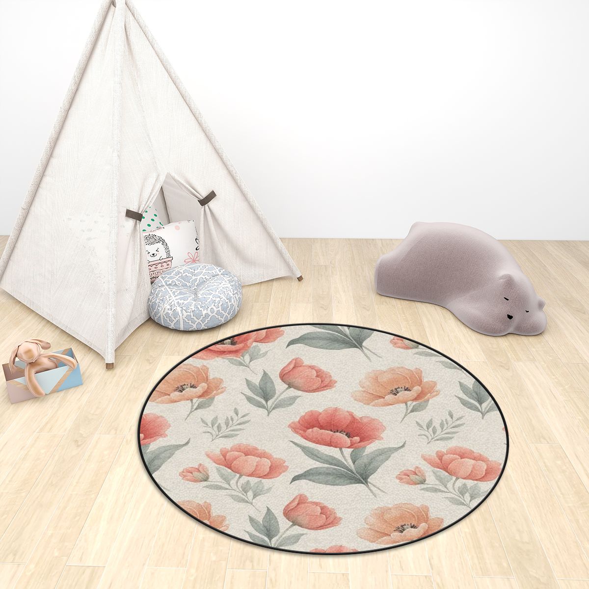 Multiple Sizes Plush Round Area Rug 14tulipanypeachaop