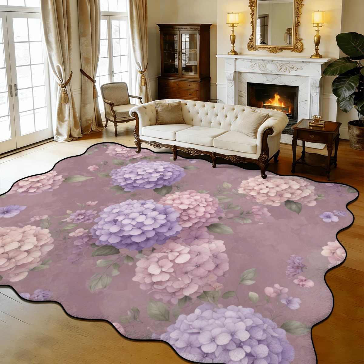 Hortensje Lawenda Ao — Scalloped rug
