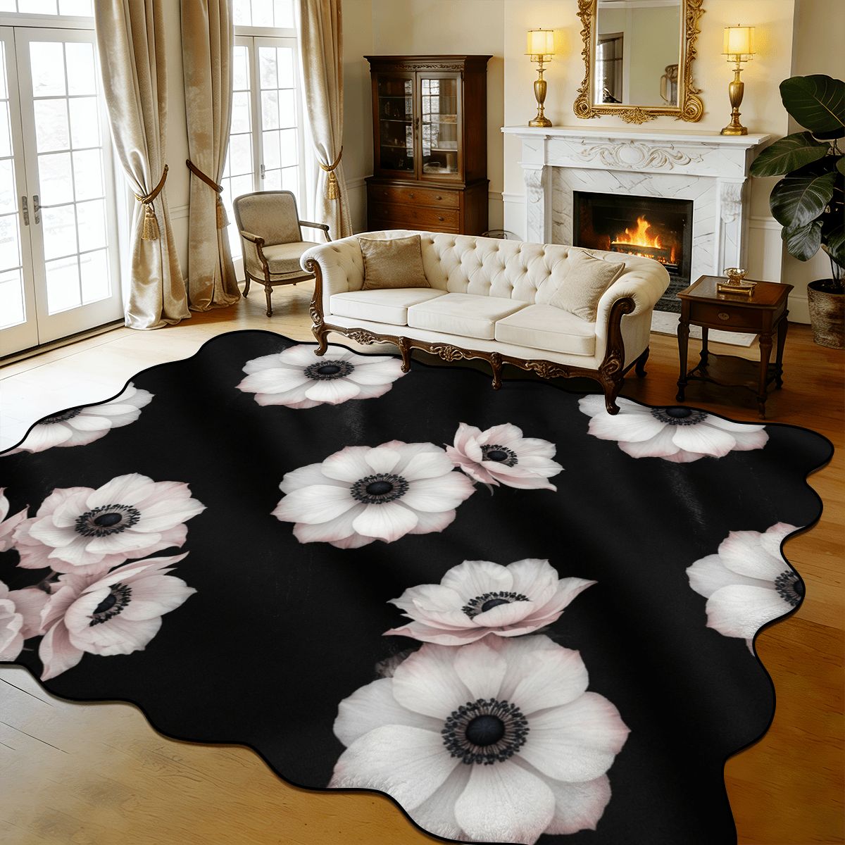 Scalloped Area Rug 168"x118" 46anemonyv2aop