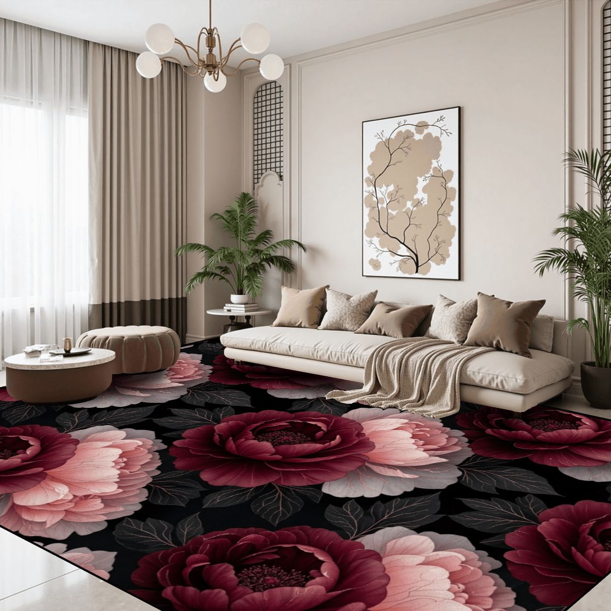 Large Area Rug Floor Carpet (7:5) 26peoniegardenv2aop