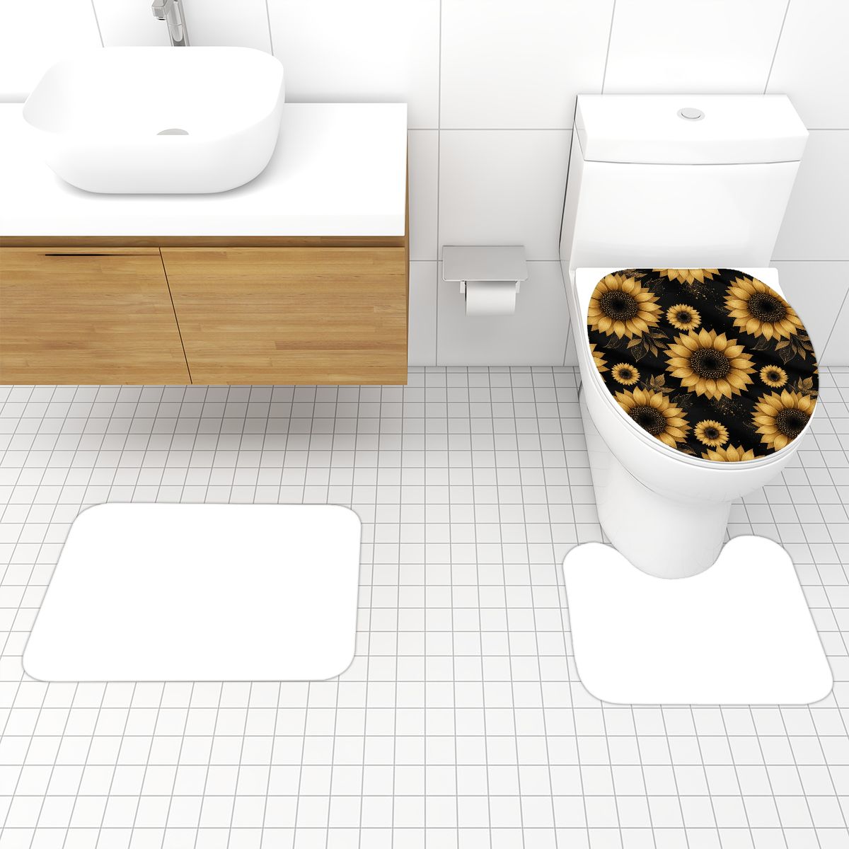 Bathroom Rugs Set 3 pcs 22slonecznikigoldaop