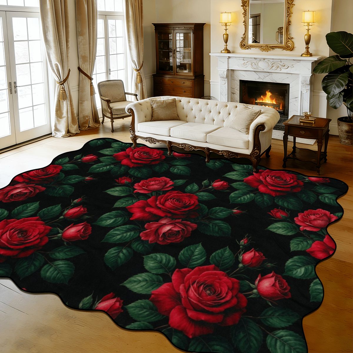 Scalloped Area Rug 168"x118" 37rozeczerwonev2aop