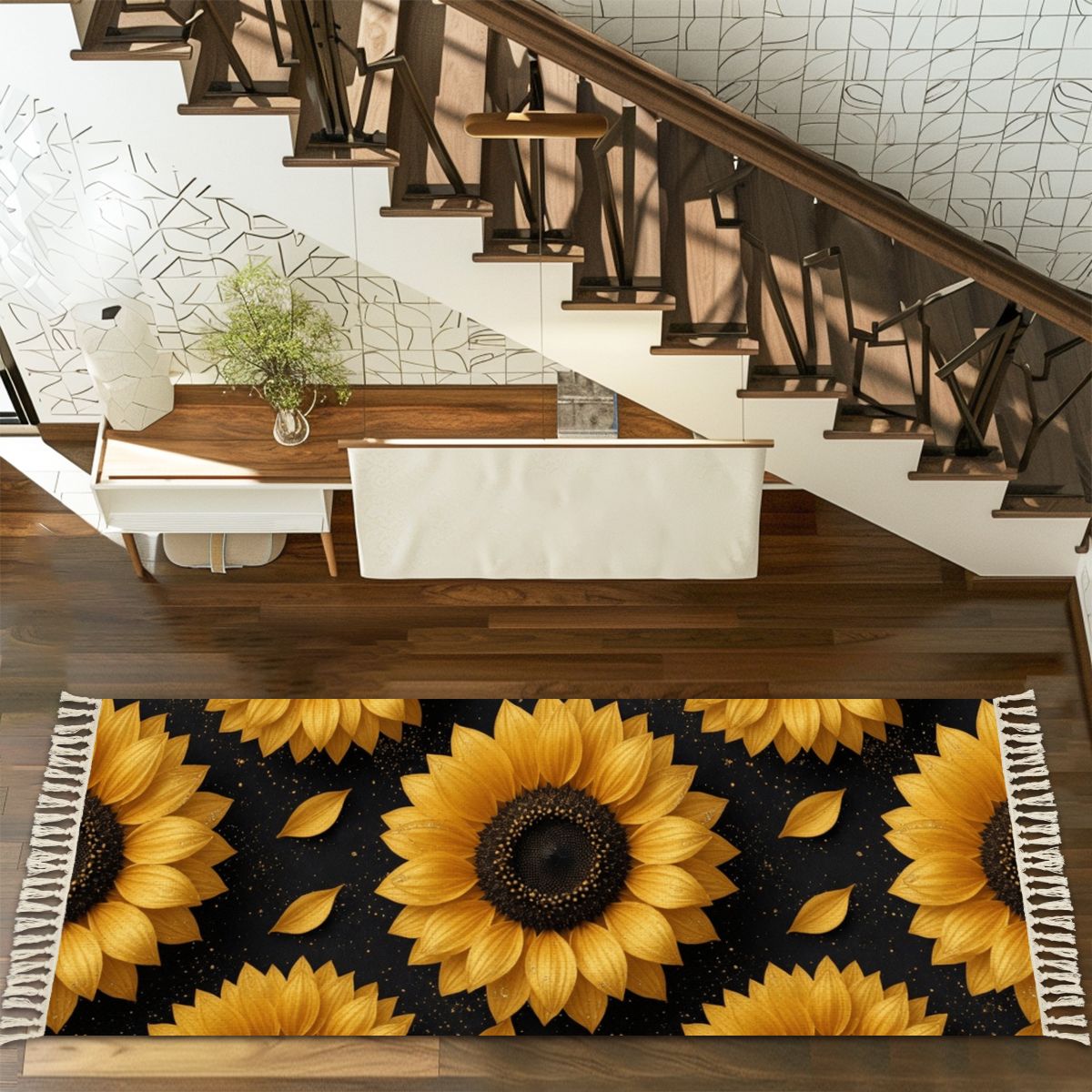 Multiple Sizes Runner Rug with Tassels 47slonecznikiv2aop