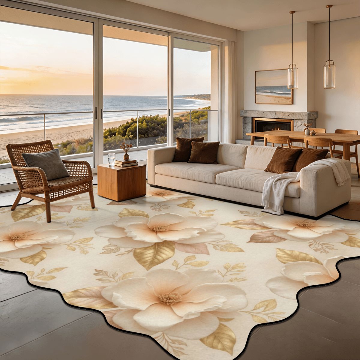 Magnolie Champagne — Scalloped rug