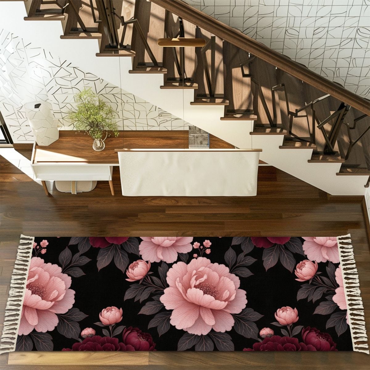 Multiple Sizes Runner Rug with Tassels 01peoniegardenaop