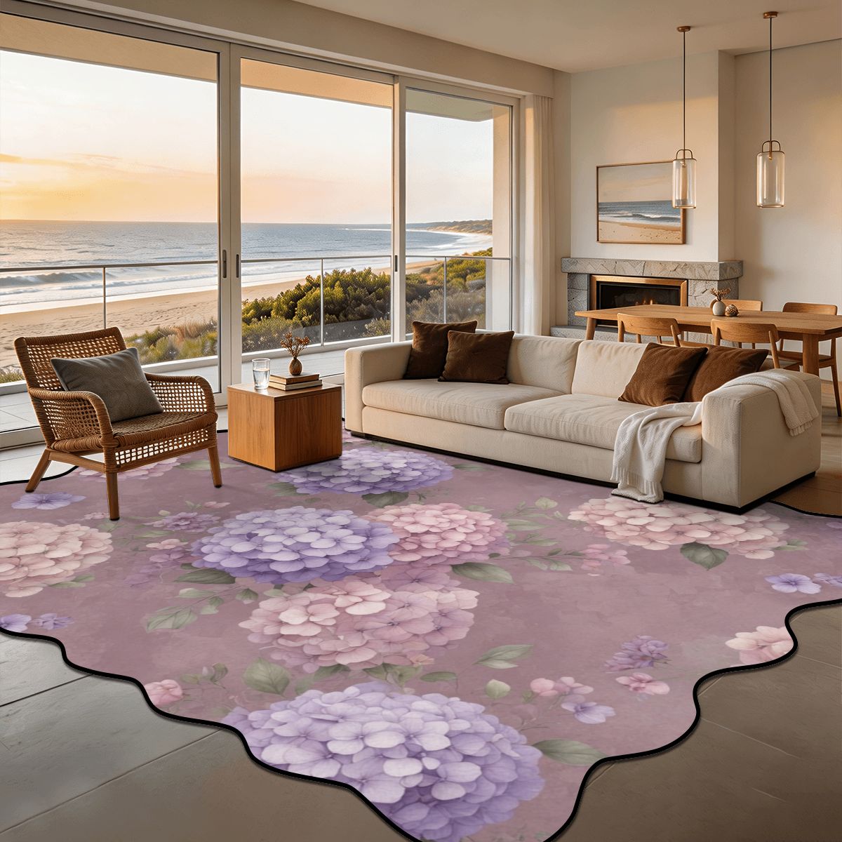 Hortensje Lawenda Ao — Scalloped rug