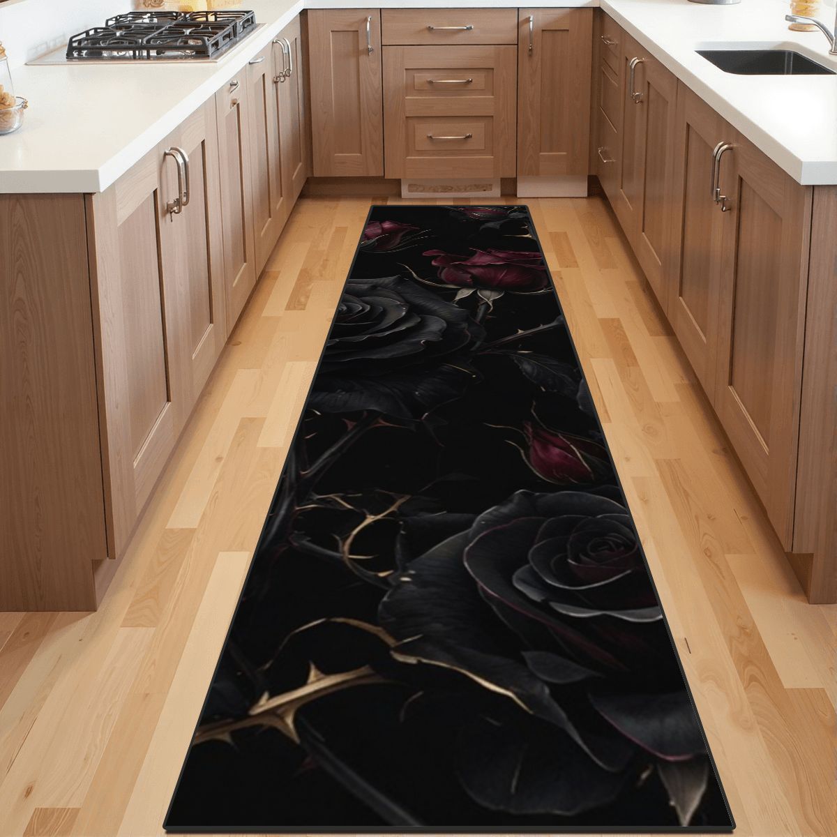 Runner Rug 24"x96" 09noirroseaopbezfald