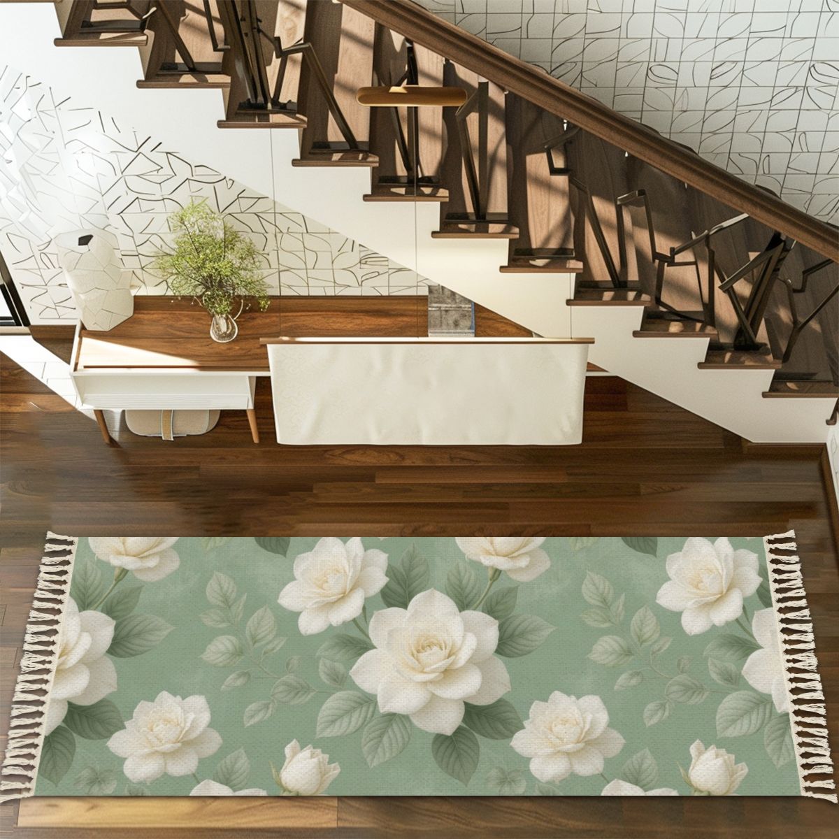 Multiple Sizes Runner Rug with Tassels 18gardeniesageaop