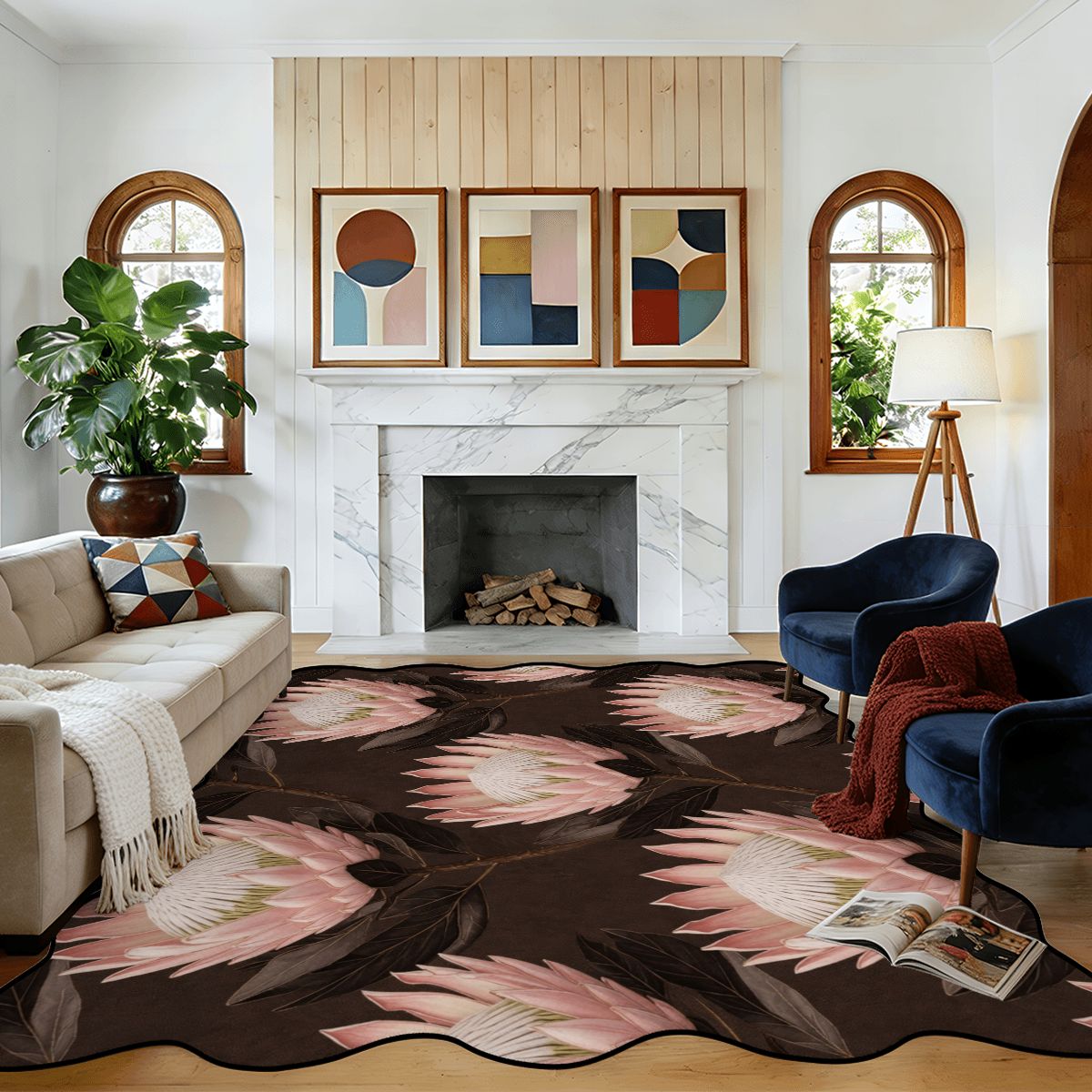 Scalloped Area Rug 120"x96" 45proteav2aop