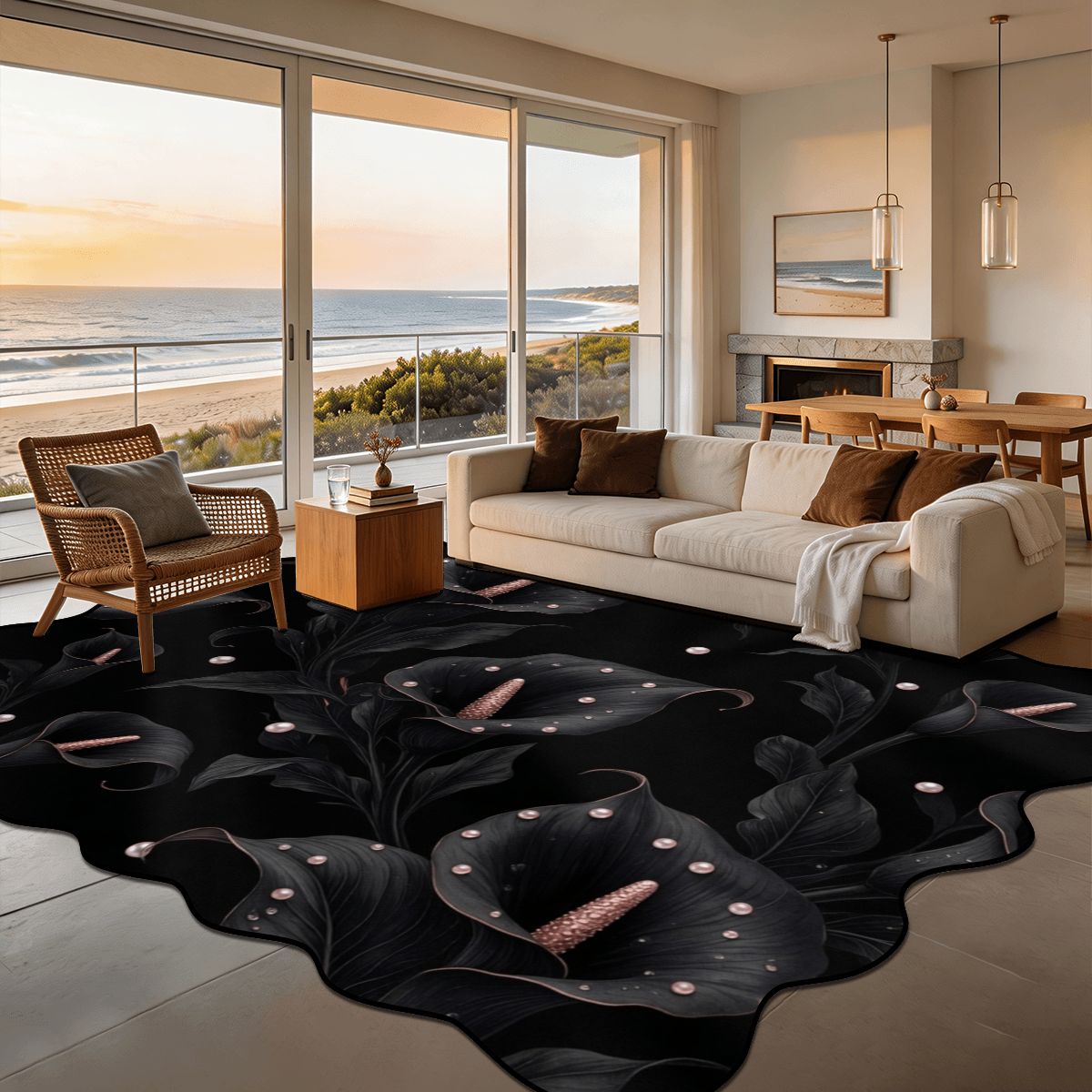 Kalie Noir — Scalloped rug