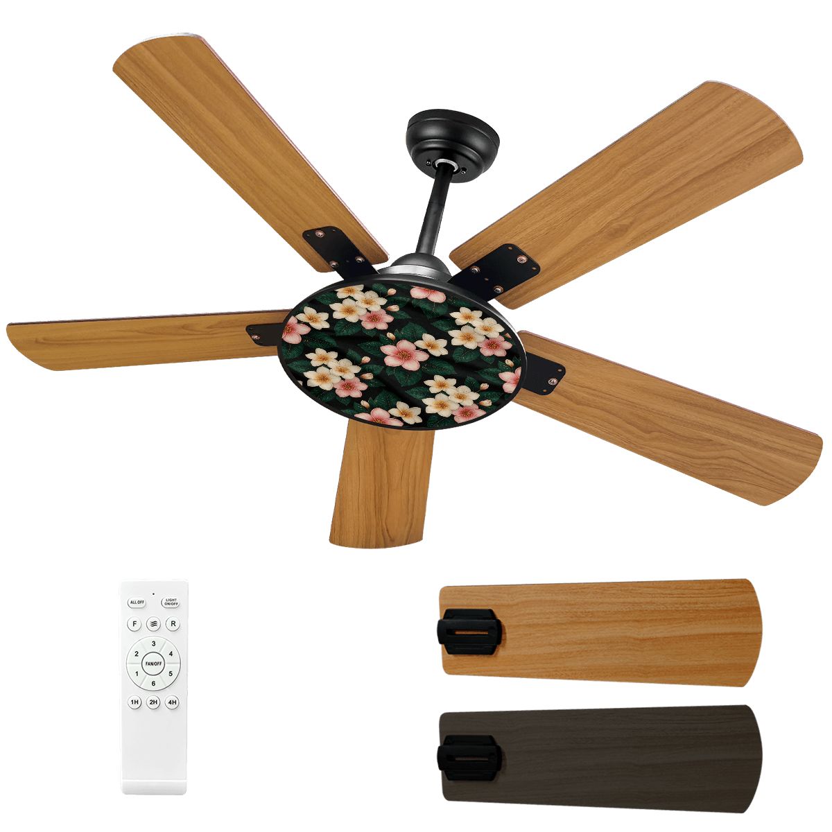 Ceiling Fan With Light 35plumeriav2aop