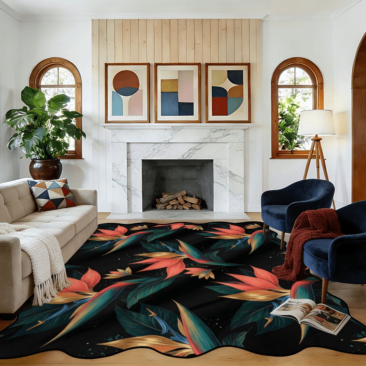 Scalloped Area Rug 120"x96" 25rajskiptakaop