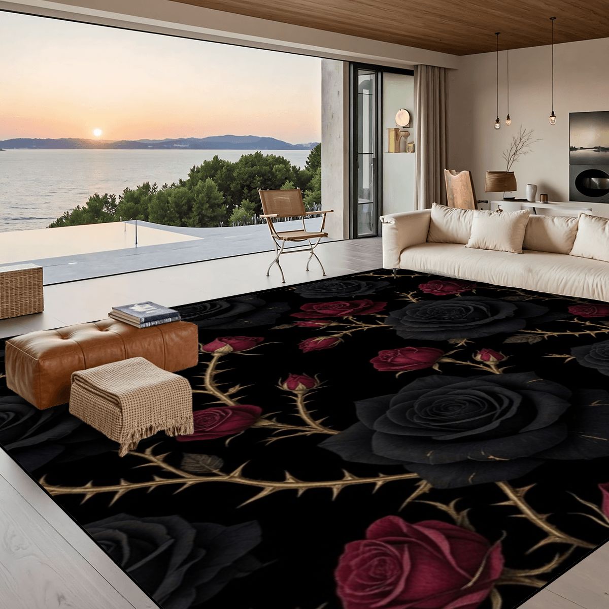 Large Area Rug Floor Carpet (5:4) 34noirrosev2aop