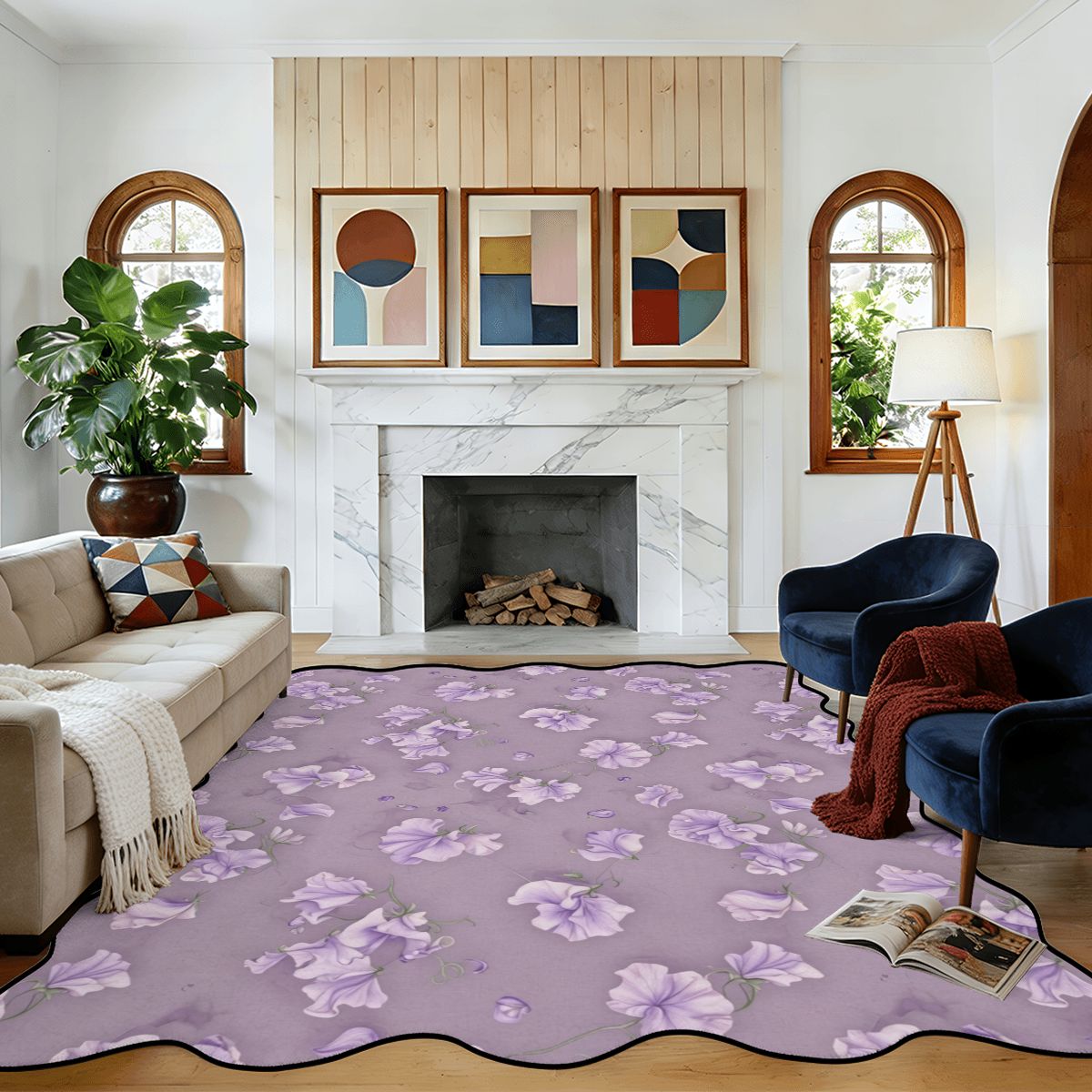Scalloped Area Rug 120"x96" 23groszeklawendaaop