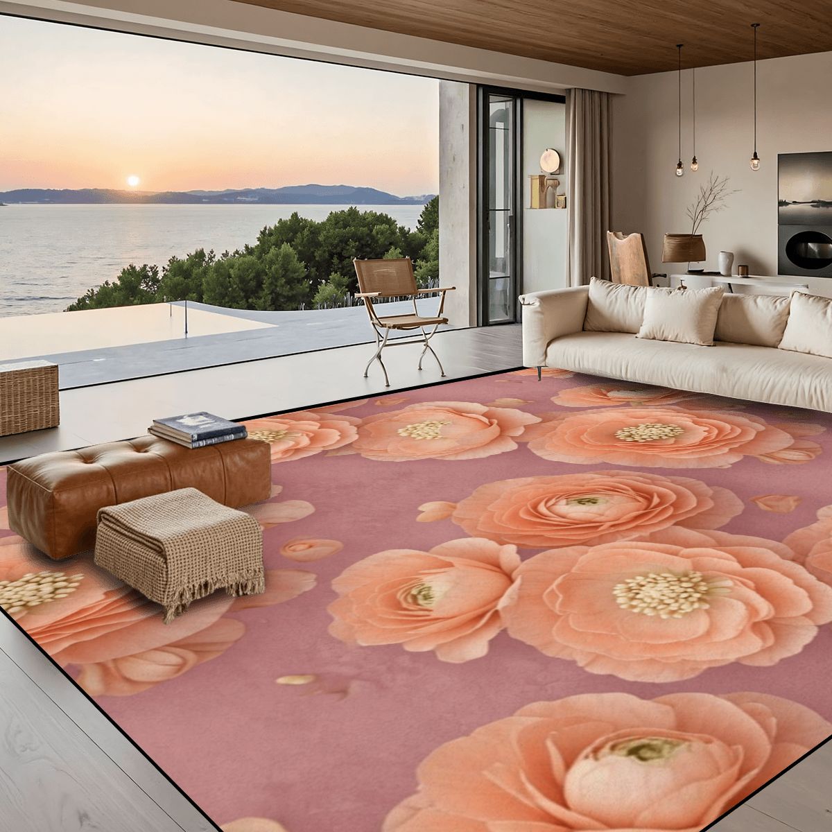 Large Area Rug Floor Carpet (5:4) 19jaskrybrzoskwiniaaop