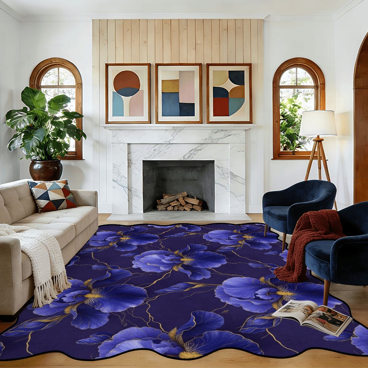 Scalloped Area Rug 120"x96" 38irysyv2aop