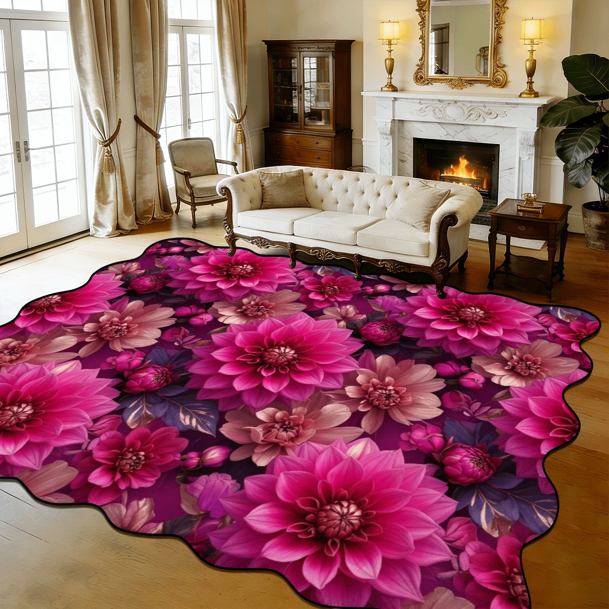 Dalie Fuksja — Scalloped rug
