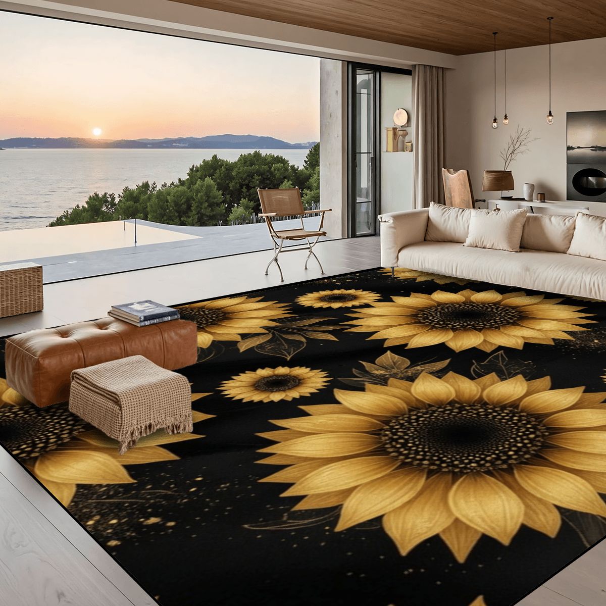 Large Area Rug Floor Carpet (5:4) 22slonecznikigoldaop